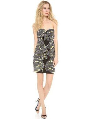 VERONICA BEARD Yellow Black Strapless Dress Size 4 NEW without tags